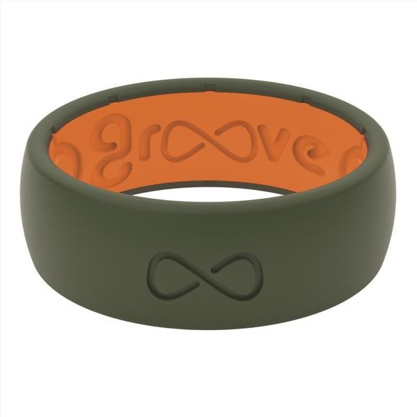 Groove Life Men's Round Green/Orange Ring Silicone Water Resistant Size 10 R1-010-10